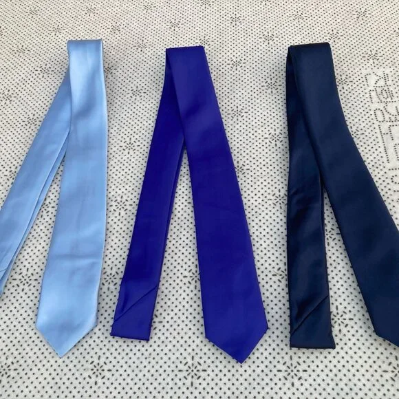 Lot of 3 Skinny Men Ties Neckties Men Fashion Ties Navy, Blue and Sky Blue - Picture 7 of 7